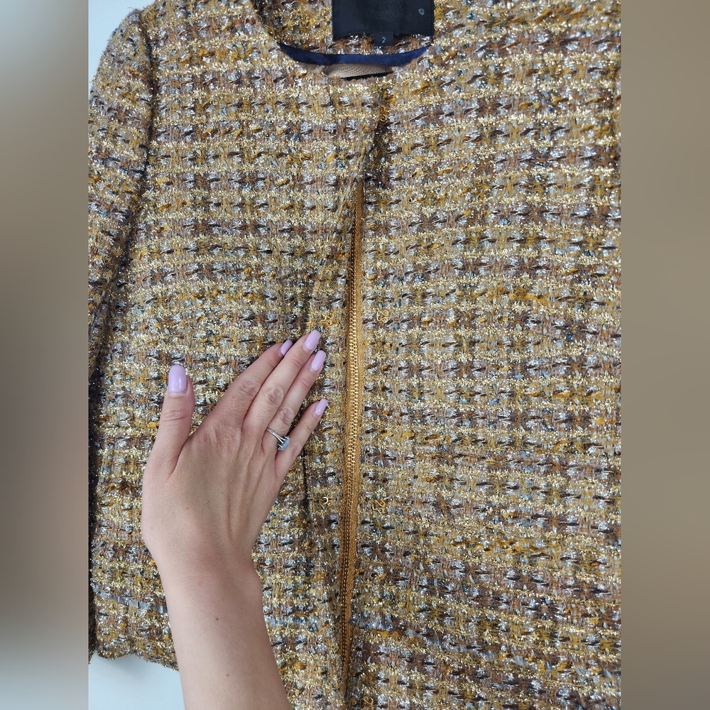 J. Crew Collection Metallic Tweed Lady Jacket - Size 2 - Picture 7 of 10